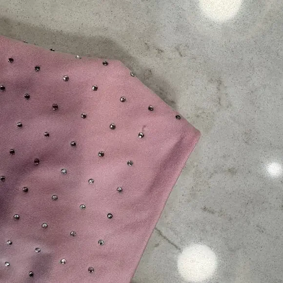 Pink Rhinestone Cami Tank Top Women's Small Y2K Barbiecore Festival Layering - Picture 5 of 16